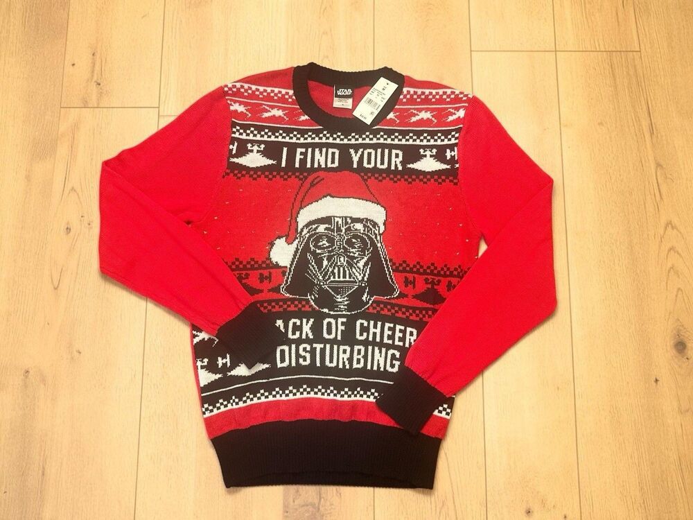 Star Wars Darth Vader Christmas Sweater Mens Medium Red Ugly Holiday Knit NWT